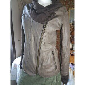 WOMENS BROWN LEATHER BOMBER JACKET DOMA MEDIUM L